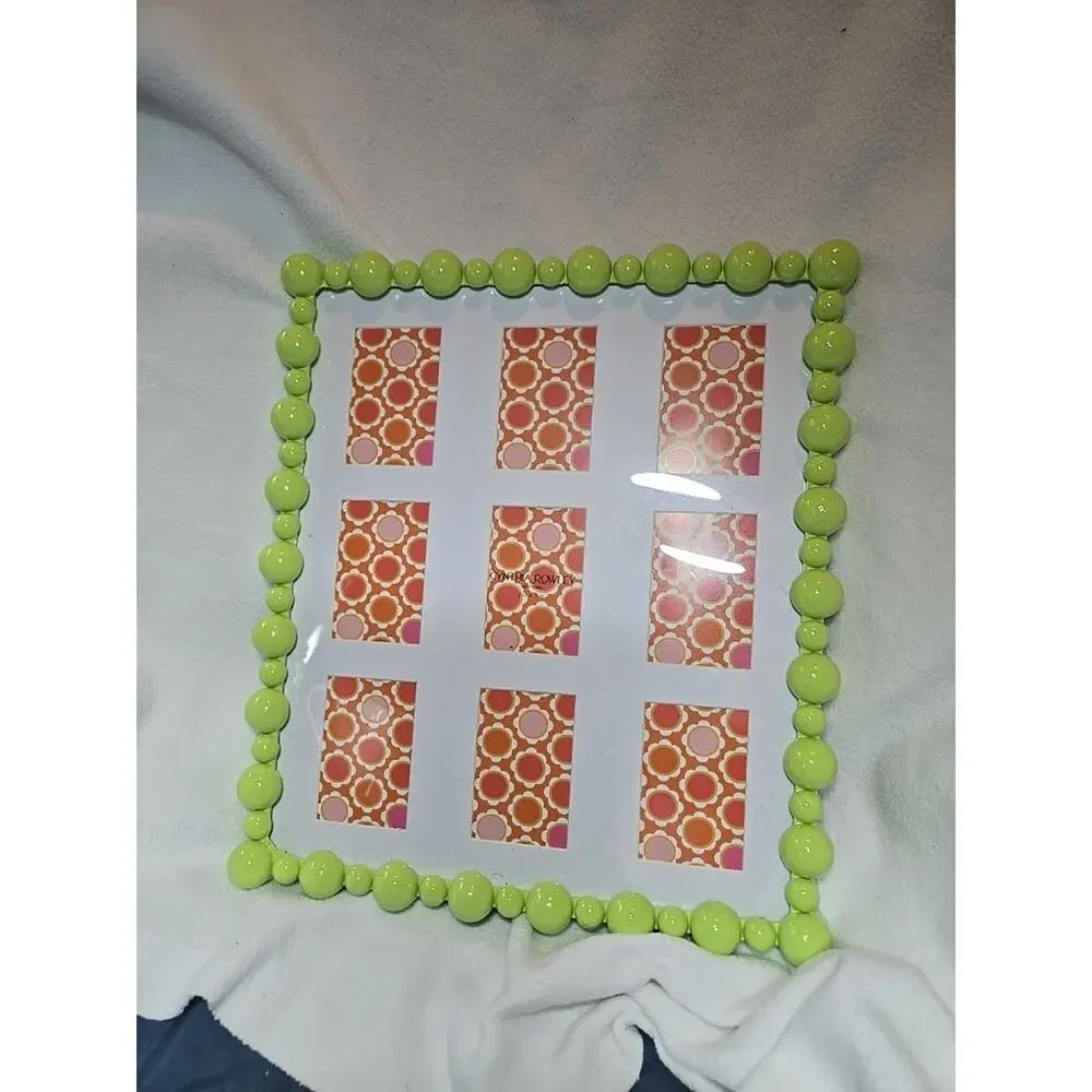 Cynthia Rowley Lime Green Picture Frame Featurine 9 2x3 Cutouts